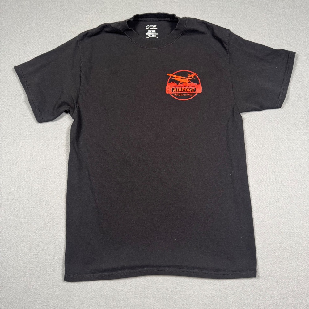 Port and Company Mens T-Shirt M Black Cotton 2015 Fly In Car Show Graphic Tee